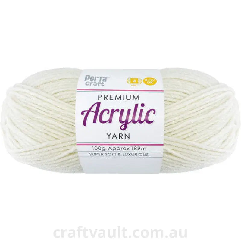 Acrylic Yarn 100g 189m 8ply Cream