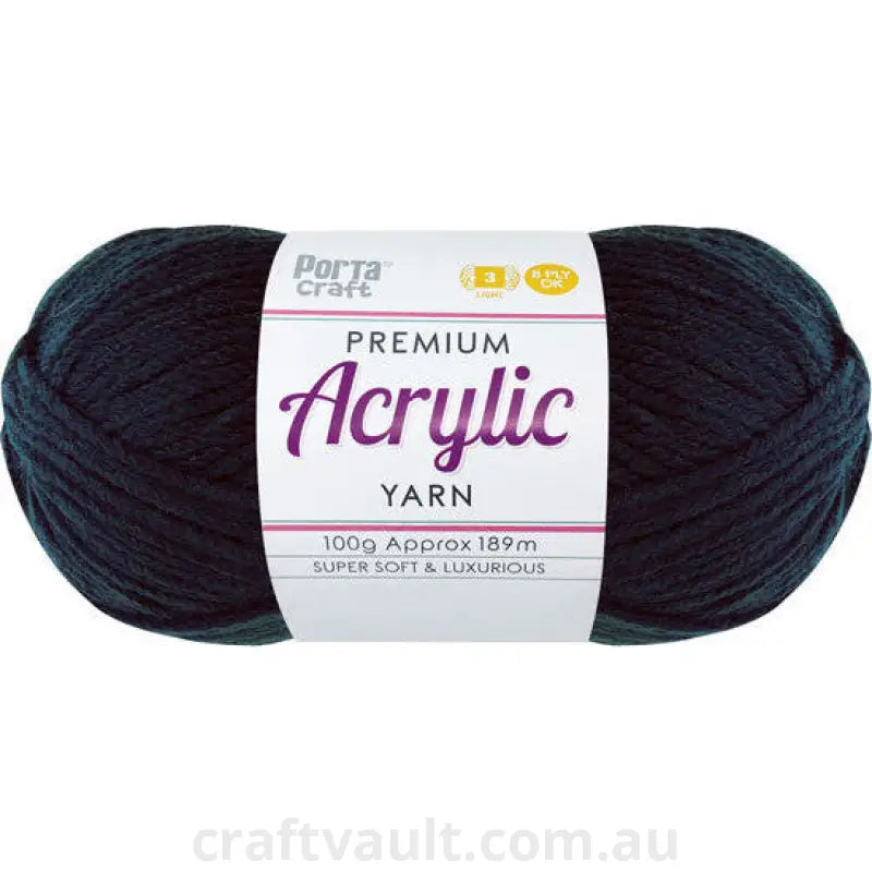 Acrylic Yarn 100g 189m 8ply Jet Black