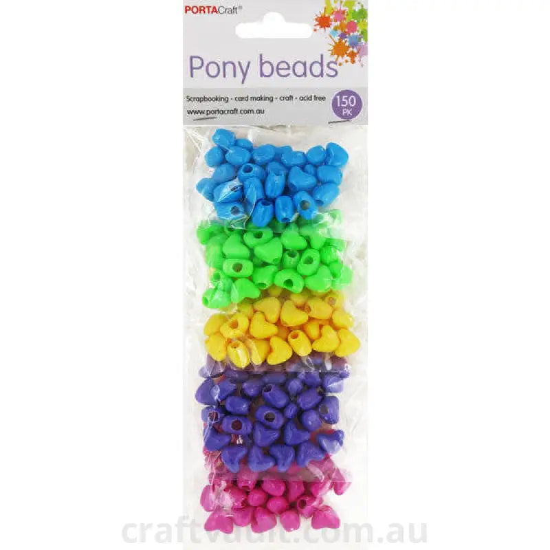 Beads 150pc 6 Bag Hearts Solid Multicolour