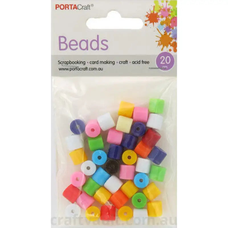 Beads 20g Cylinder 7x7mm Solid Multicolour