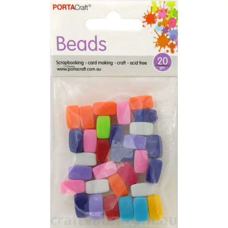 Beads 20g Rectangular 12x7mm Solid Multicolour