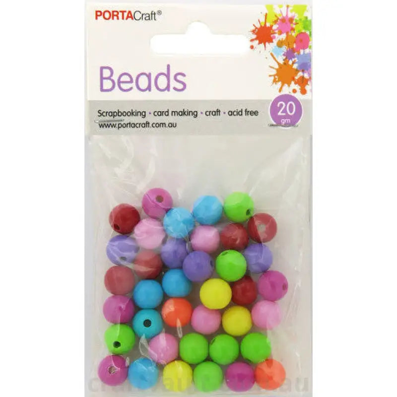 Beads 20g Round 10mm Solid Multicolour