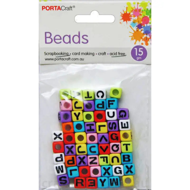 Beads Alphabet 15g 7mm Cubes Multicolour