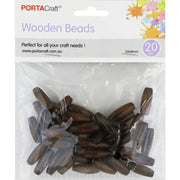 Beads Wooden 8x20mm 20g 25pk Long Barrel Walnut