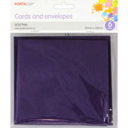 Cards & Envelopes SQ 13cm 6pk Purple