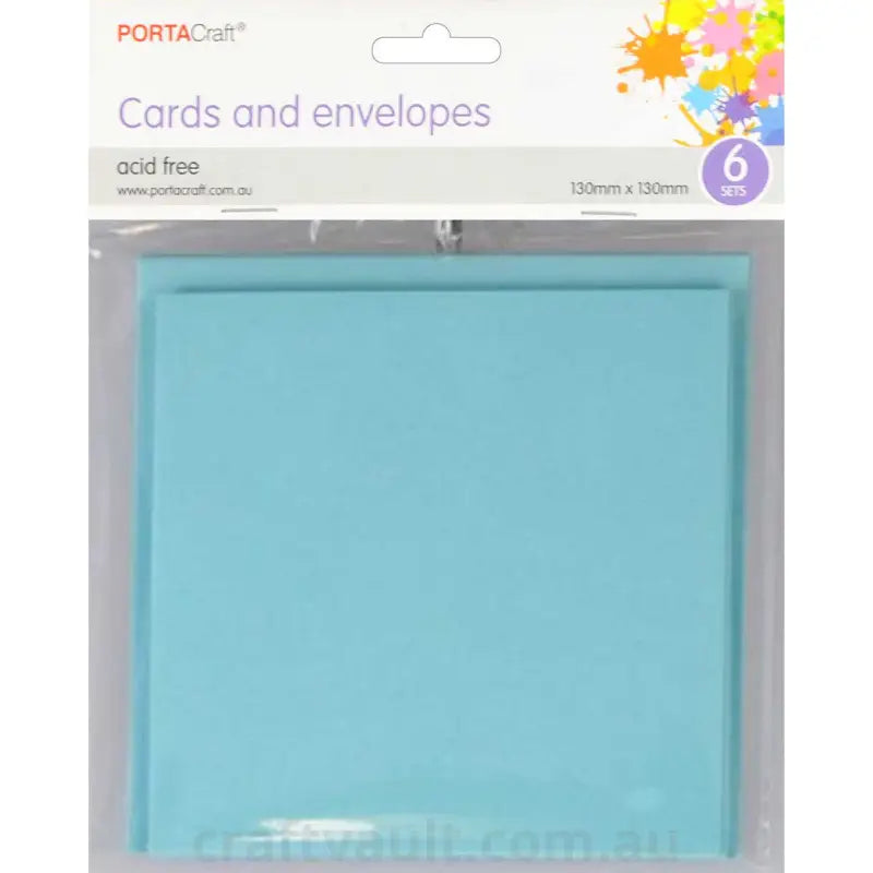 Cards & Envelopes SQ 13cm 6pk Sky Blue