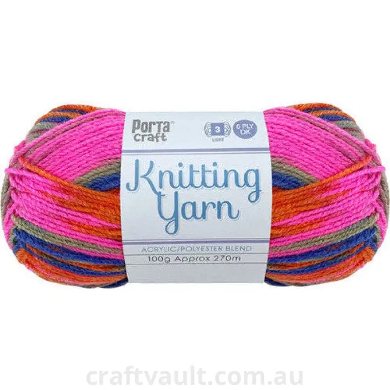 Knitting Yarn 100g 270m 8ply Multi Barbie