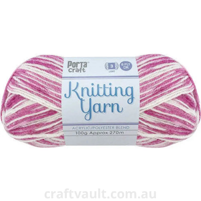 Knitting Yarn 100g 270m 8ply Multi Berries N Cream