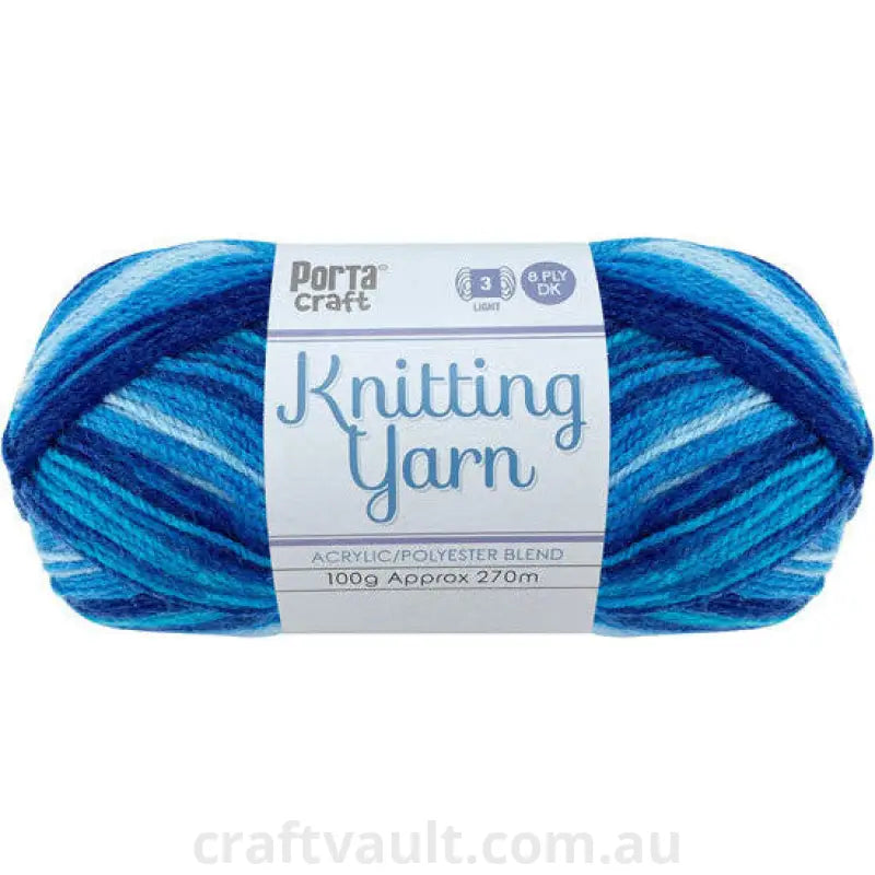 Knitting Yarn 100g 270m 8ply Multi Bluey