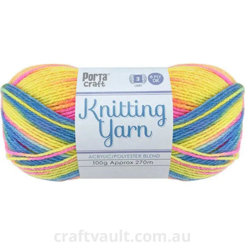 Knitting Yarn 100g 270m 8ply Multi Bubblegum
