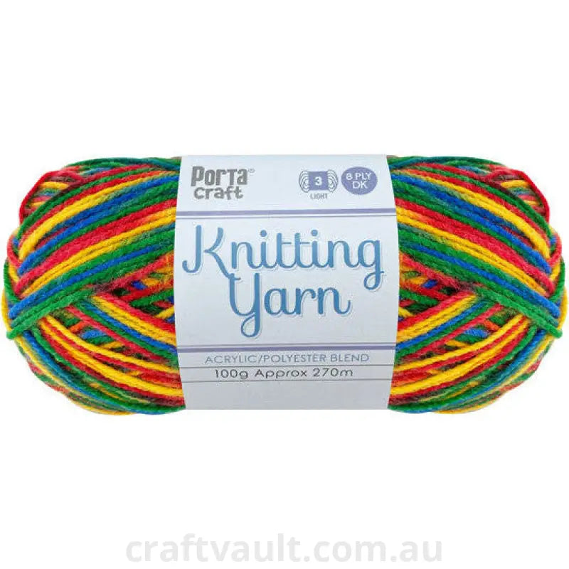 Knitting Yarn 100g 270m 8ply Multi Primary