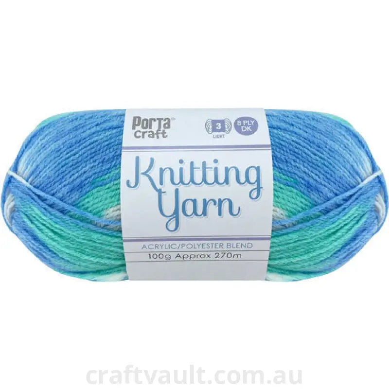 Knitting Yarn 100g 270m 8ply Multi Sea Mist