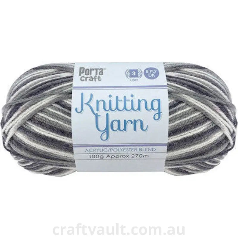 Knitting Yarn 100g 270m 8ply Multi Storm Cloud