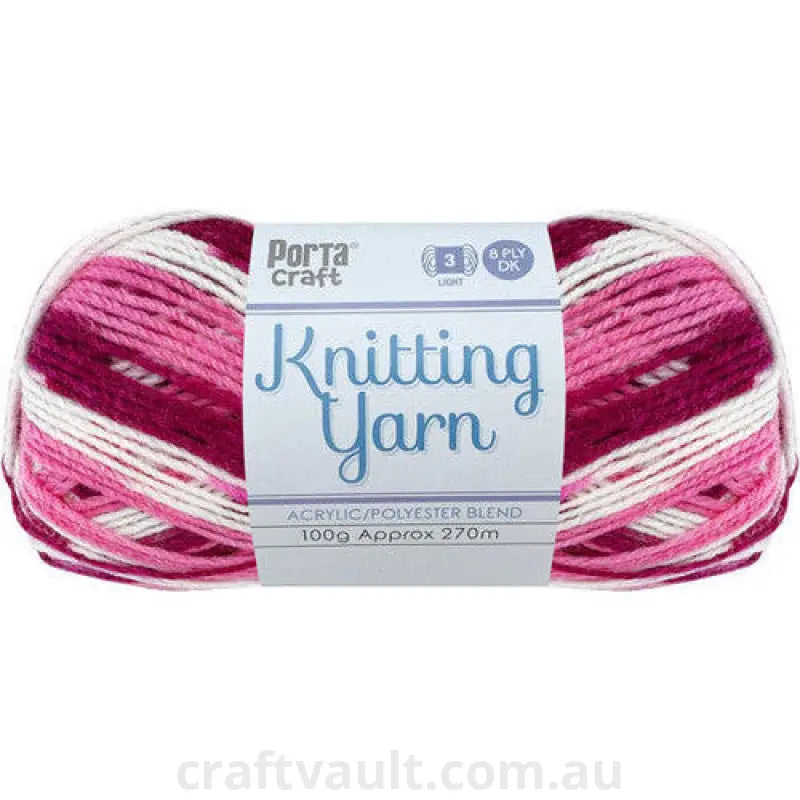 Knitting Yarn 100g 270m 8ply Multi Very Berry