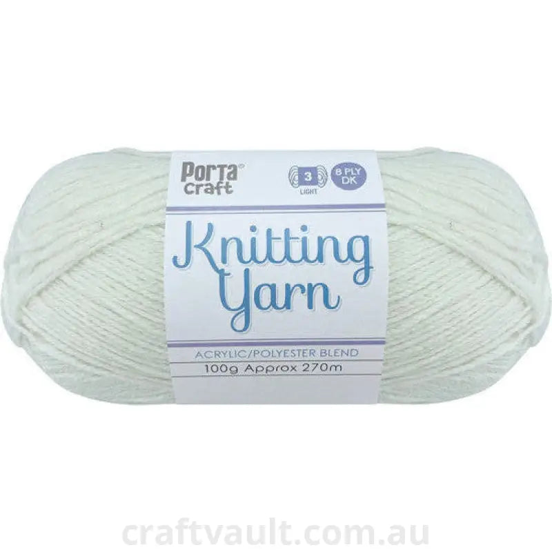 Knitting Yarn 100g 270m 8ply Pure White