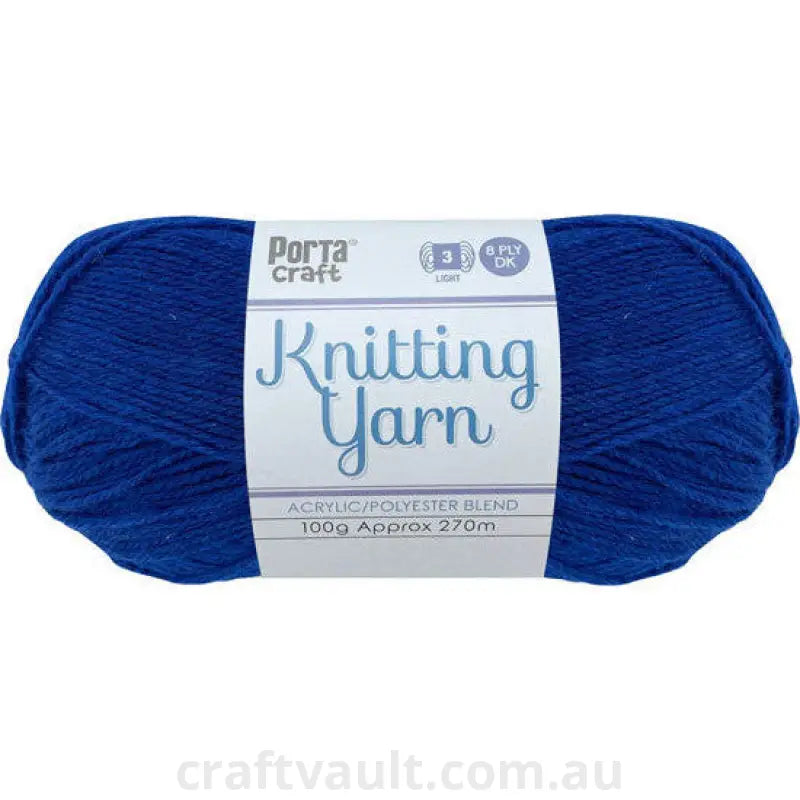 Knitting Yarn 100g 270m 8ply Solid Cobalt