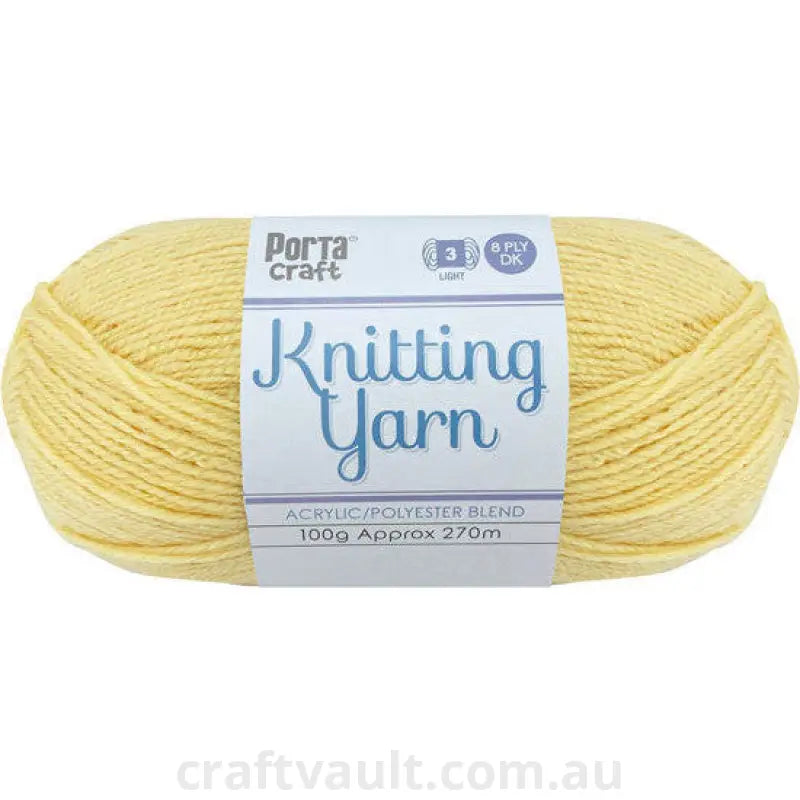 Knitting Yarn 100g 270m 8ply Solid Custard