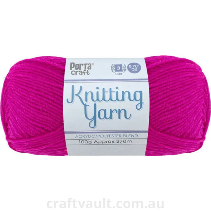 Knitting Yarn 100g 270m 8ply Solid Dragonfruit