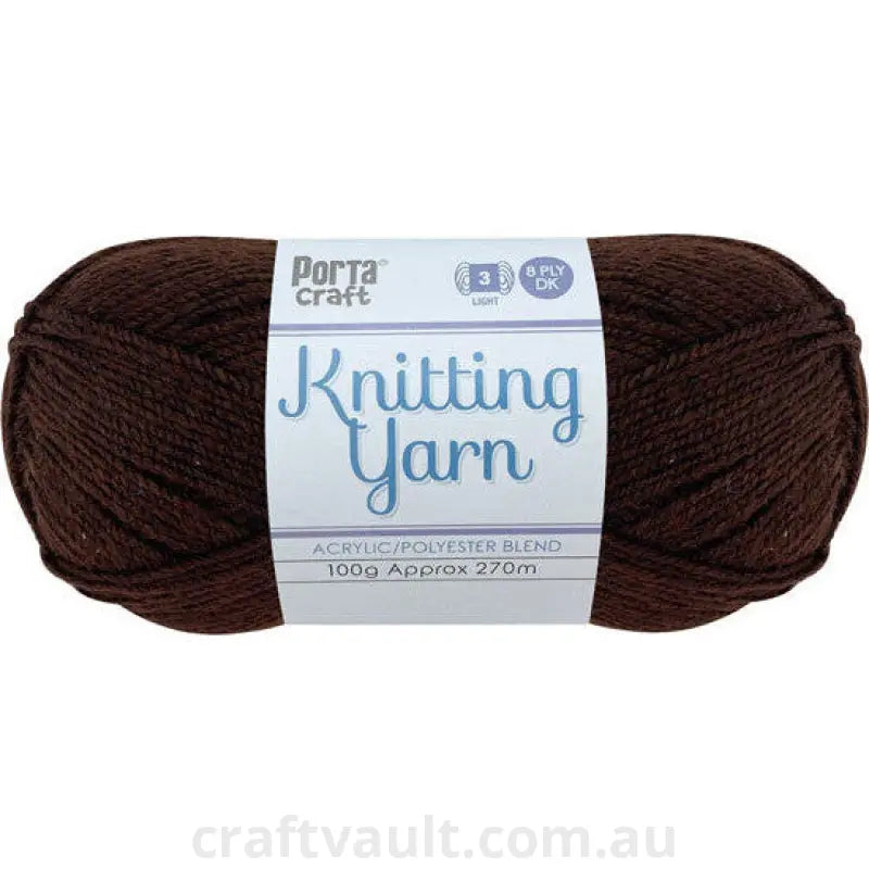 Knitting Yarn 100g 270m 8ply Solid Espresso