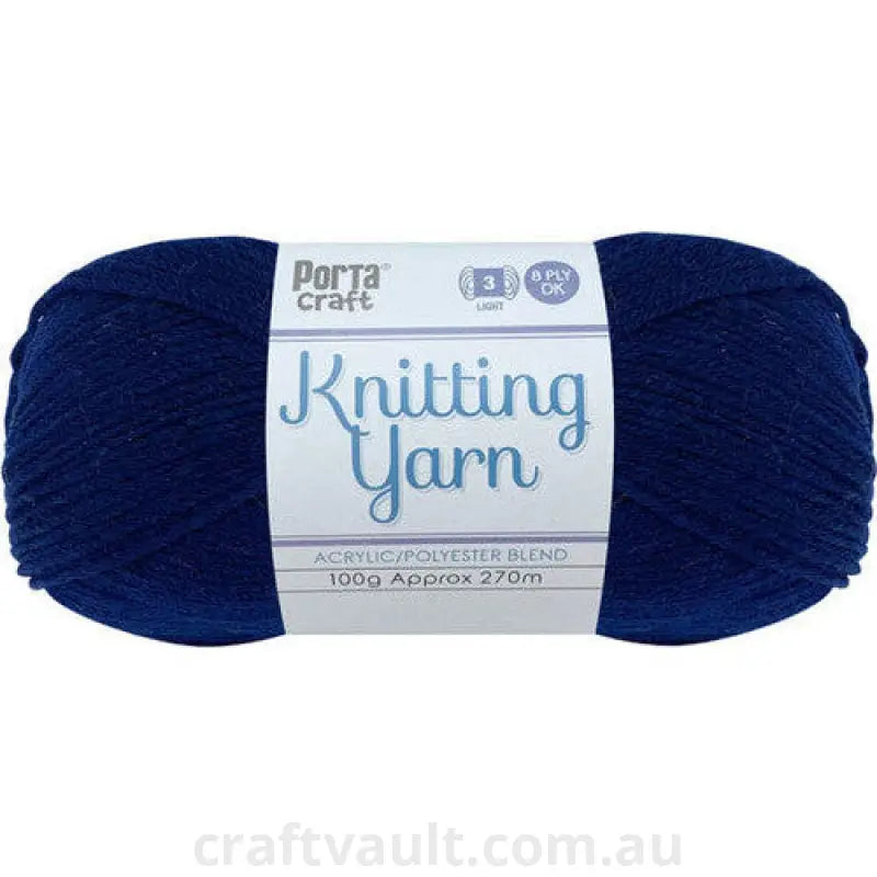 Knitting Yarn 100g 270m 8ply Solid Indigo