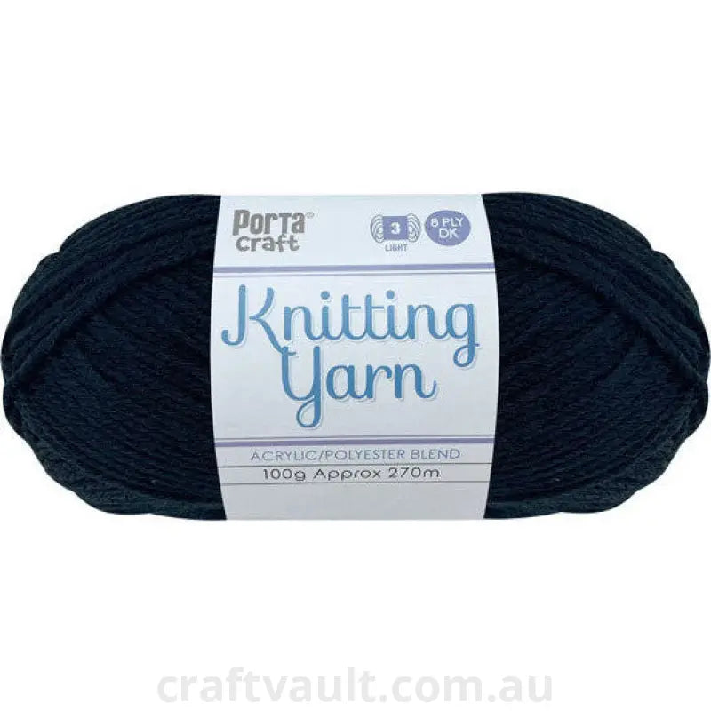 Knitting Yarn 100g 270m 8ply Solid Ink Black