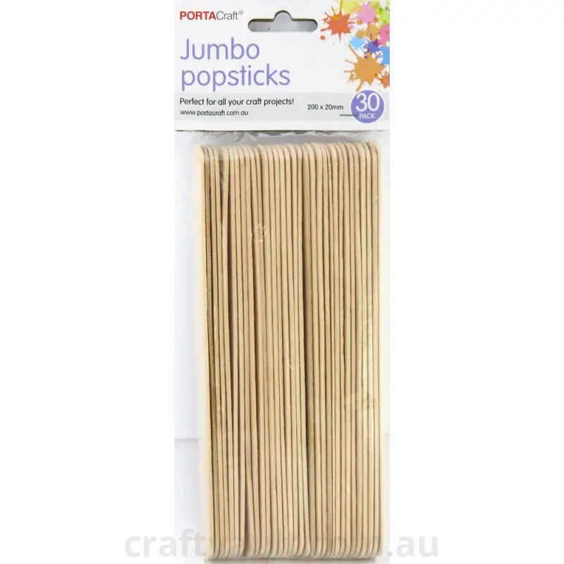 Popsticks 200x20mm Jumbo 30 pieces Natural