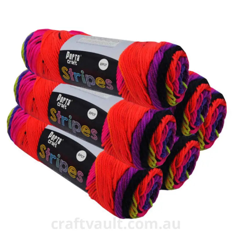 Stripes Acrylic Yarn 100g 188m 8ply Bright