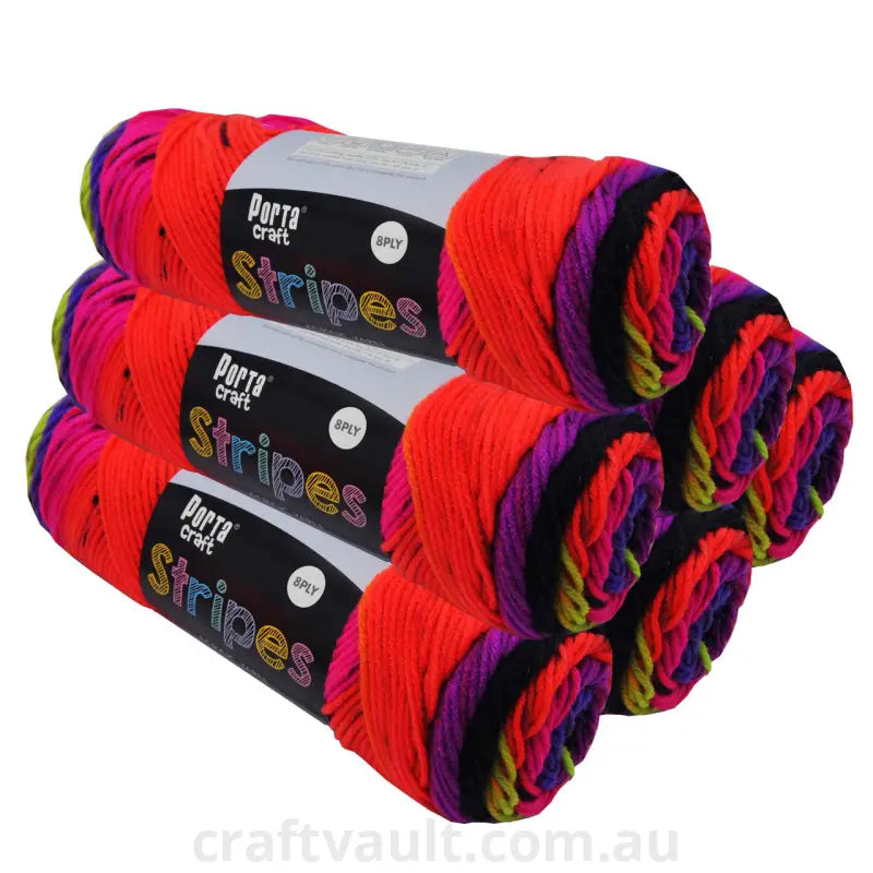 Stripes Acrylic Yarn 100g 188m 8ply Bright