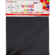 Texture Card Trifold Square Window 6pk Black