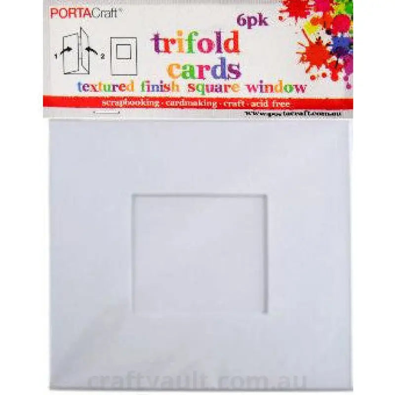 Texture Card Trifold Square Window 6pk White