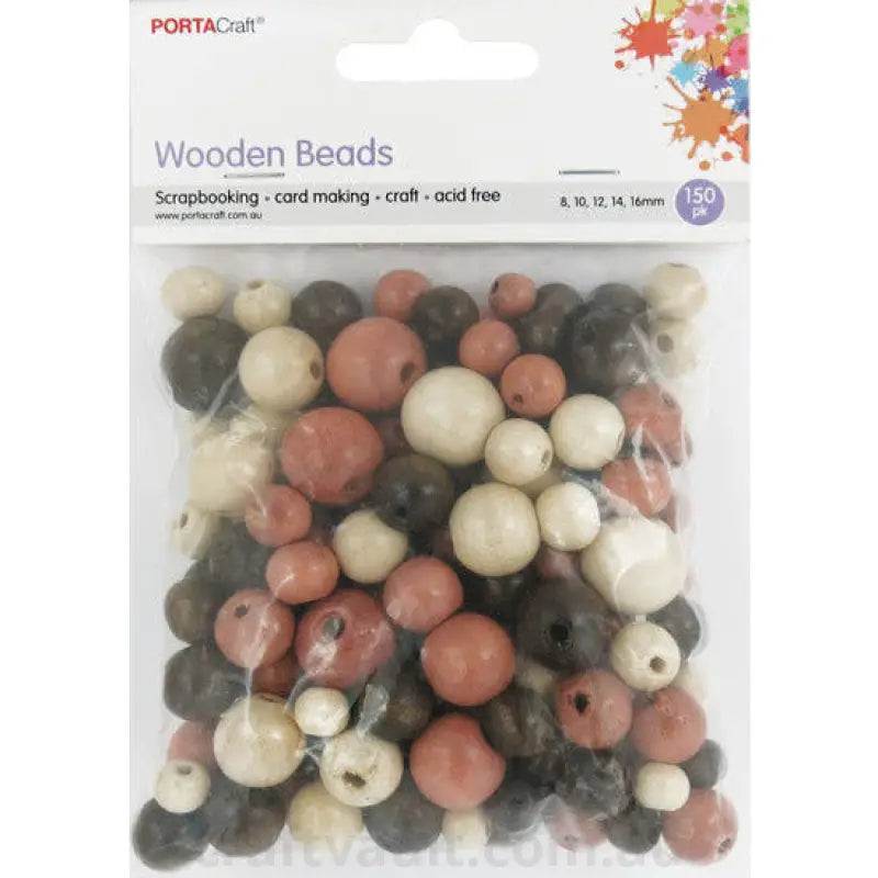 Wooden Beads 8,10,12,14 & 16mm 150pc Round Earth