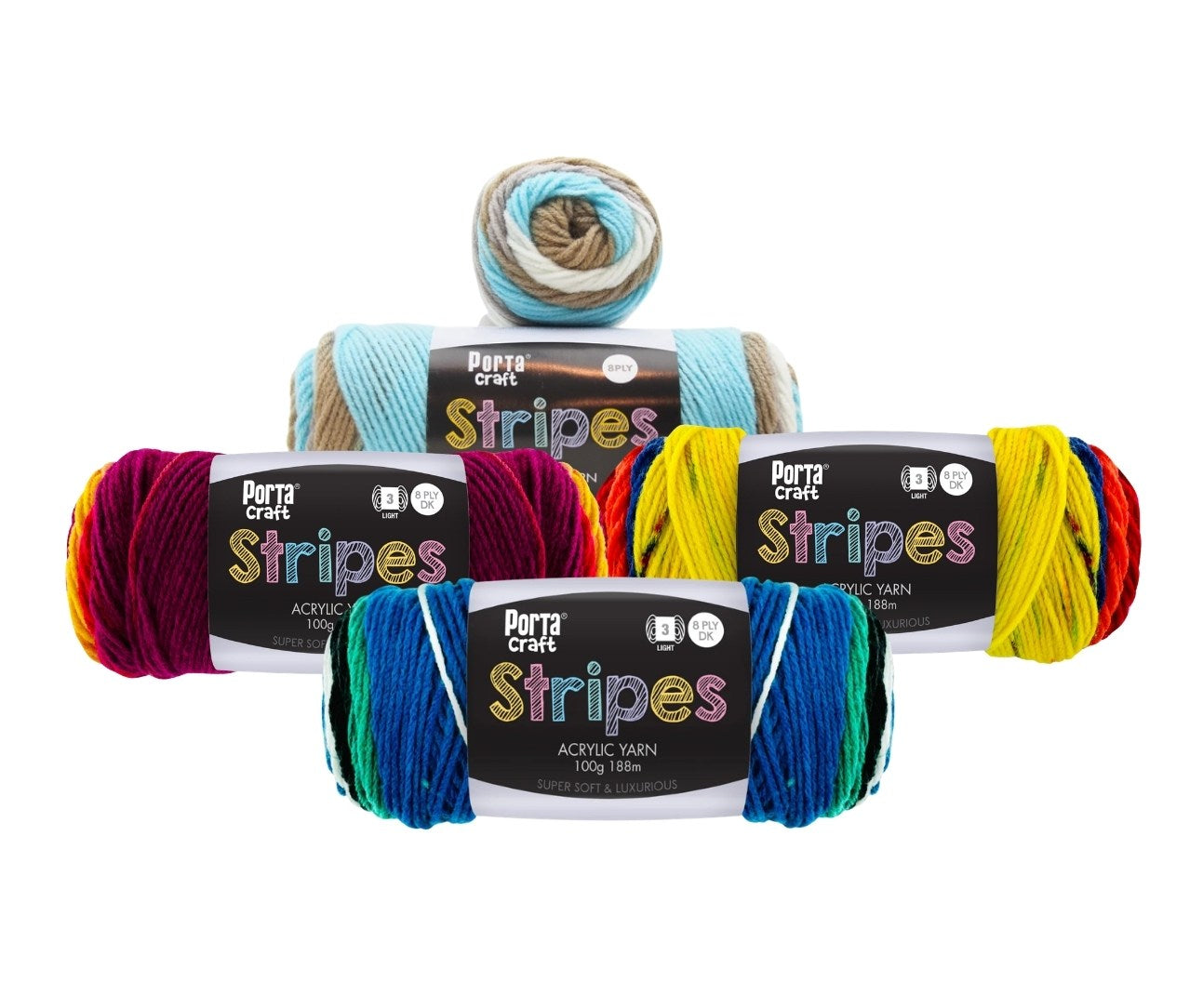 Porta Craft Acrylic Stripes Yarn at Craft Vault