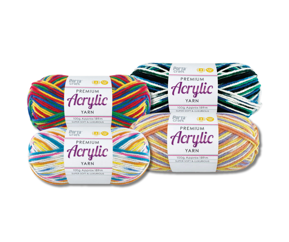 Premium Acrylic Yarn - Variegated Multi Colours
