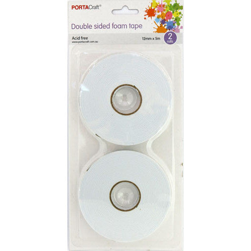 Porta Craft Double Sided Foam Tape - 12mm x 5m 2pk