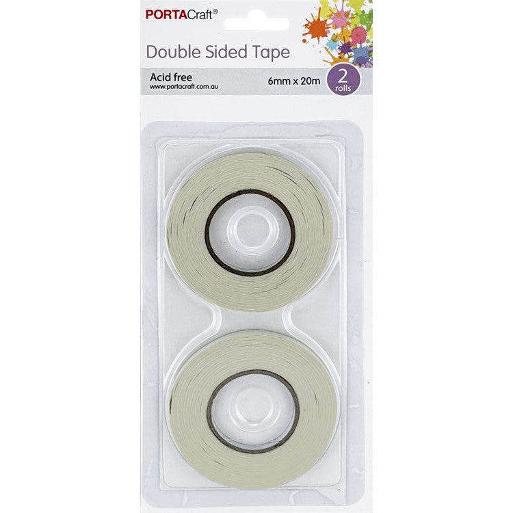 Porta Craft Double Sided Tape - 6mm x 20m 2pk