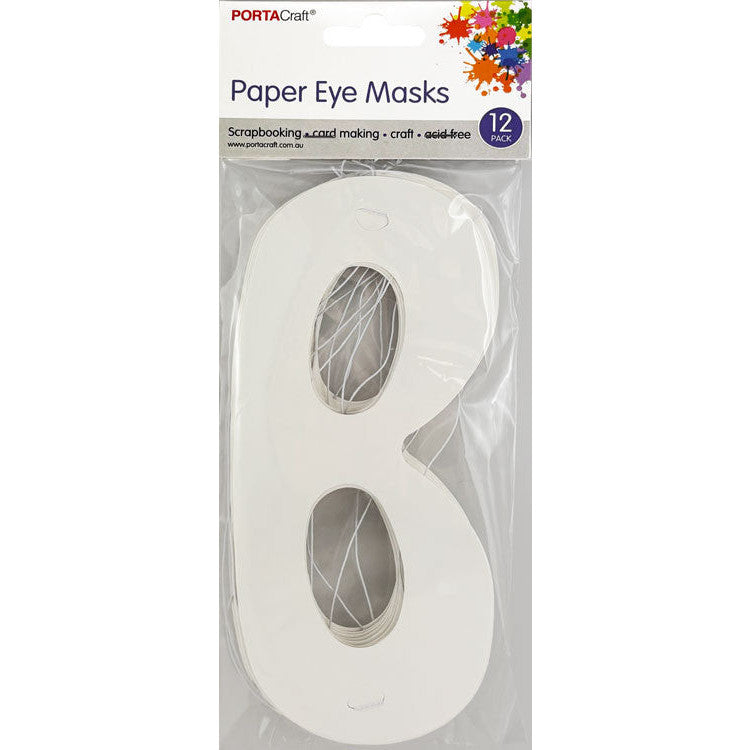 Cardstock Eye Masks 17x7.5cm 12pk
