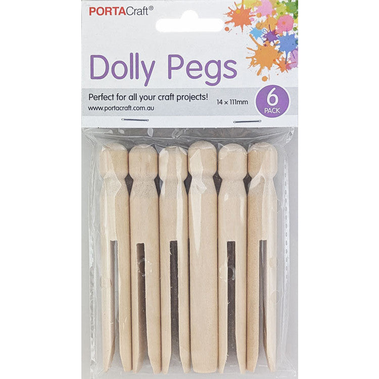Dolly Pegs 111x14mm 6 Pack Natural
