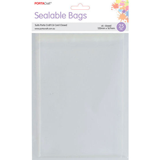 Clear Sealable Bags C6 120x167mm 25pk