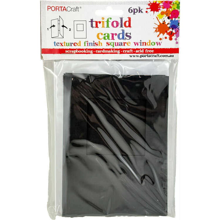 Texture Card Window Trifold A6 - Black