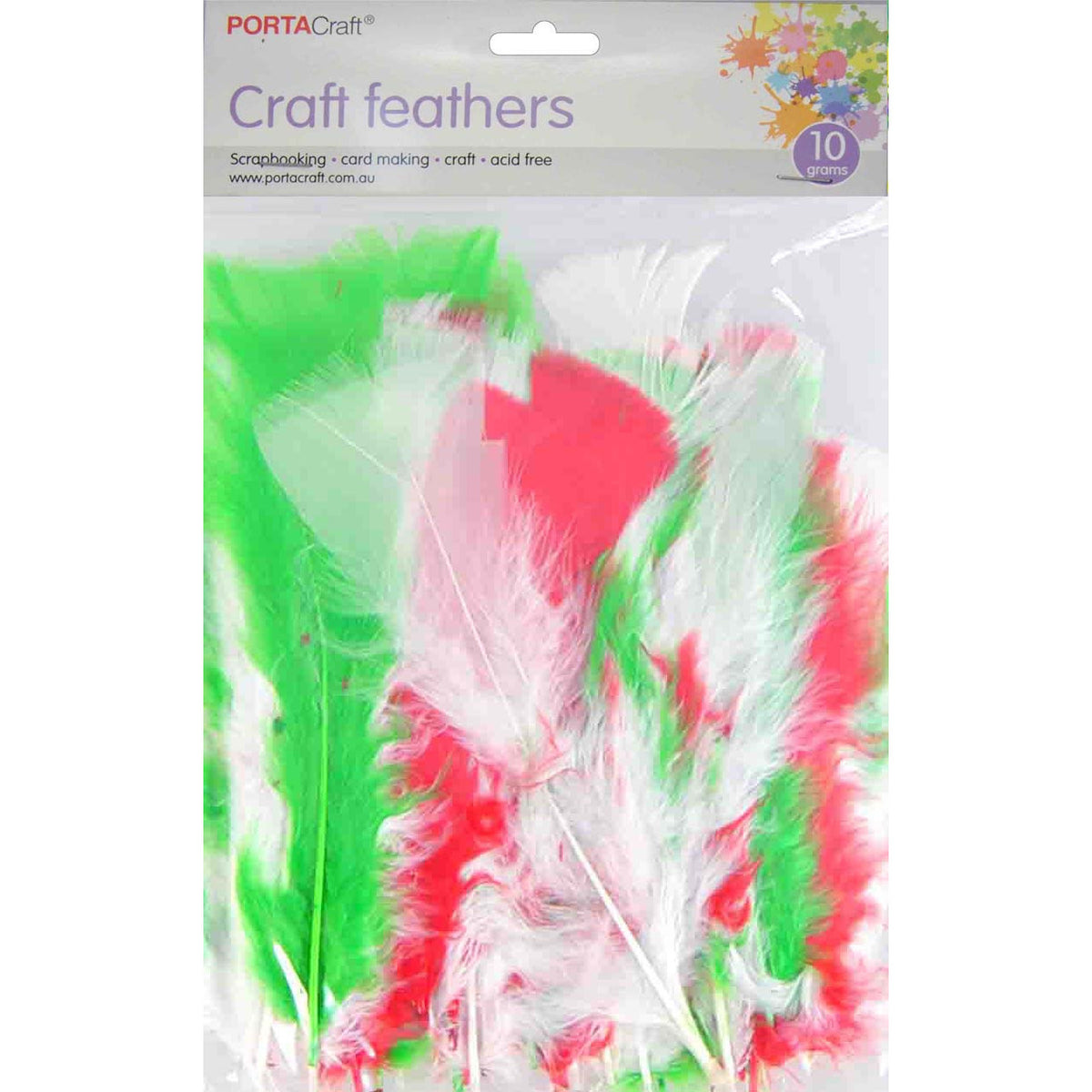 Christmas Craft Feathers 10g - Red, Green & White