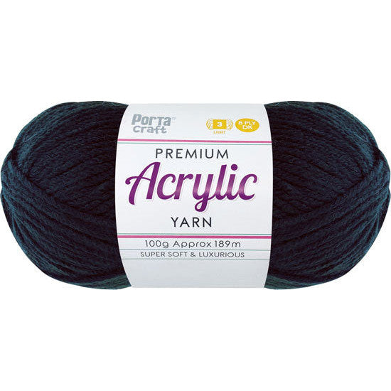 Acrylic Yarn 100g 189m 8ply Jet Black