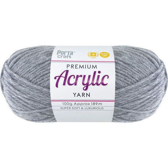 Acrylic Yarn 100g 189m 8ply Silver Grey
