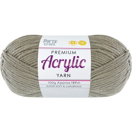 Acrylic Yarn 100g 189m 8ply Taupe