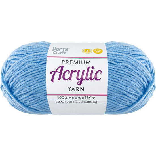 Acrylic Yarn 100g 189m 8ply Baby Blue