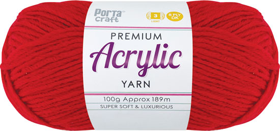 Acrylic Yarn 100g 189m 8ply Lipstick