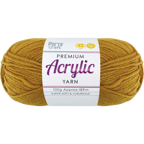 Acrylic Yarn 100g 189m 8ply Mustard