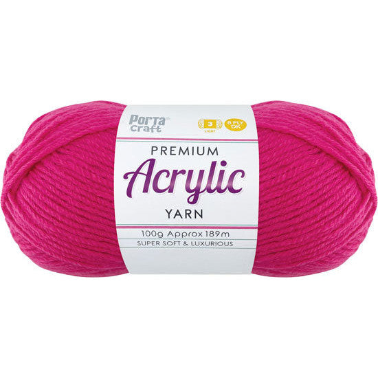 Acrylic Yarn 100g 189m 8ply Hot Pink