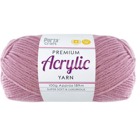Acrylic Yarn 100g 189m 8ply Mauve