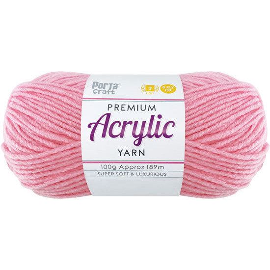 Acrylic Yarn 100g 189m 8ply Baby Pink
