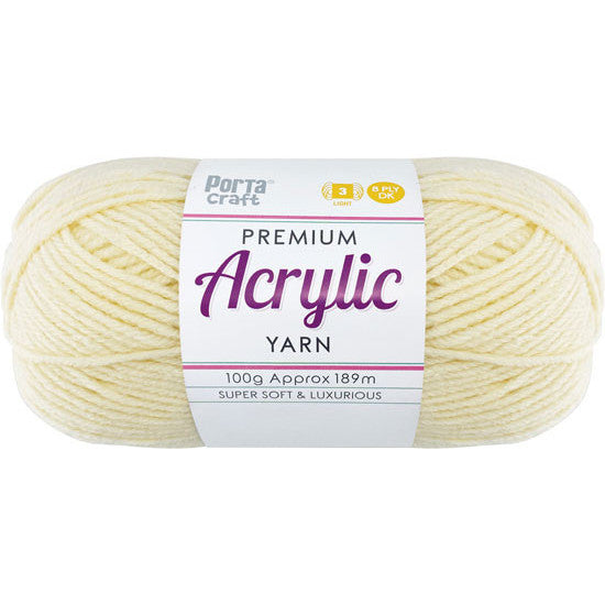 Acrylic Yarn 100g 189m 8ply Vanilla